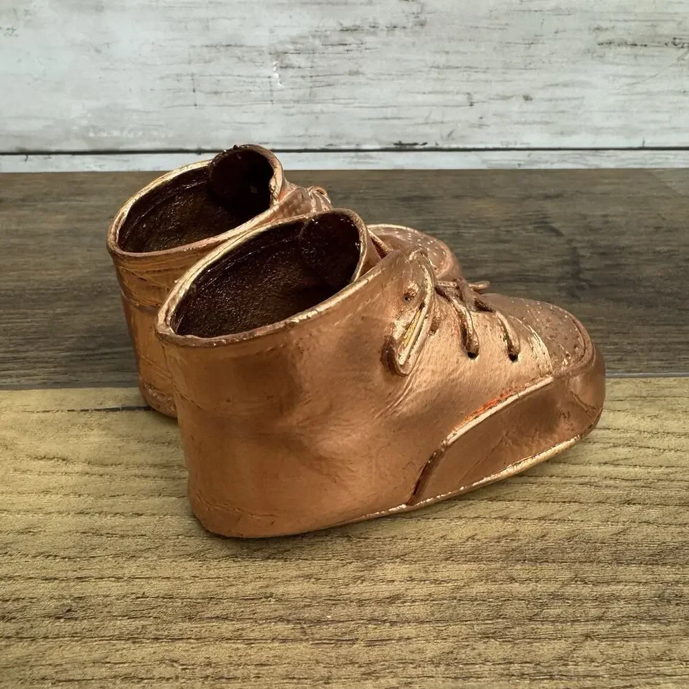 Vintage Copper Bronze Baby Shoes Keepsake Memories Room Decor